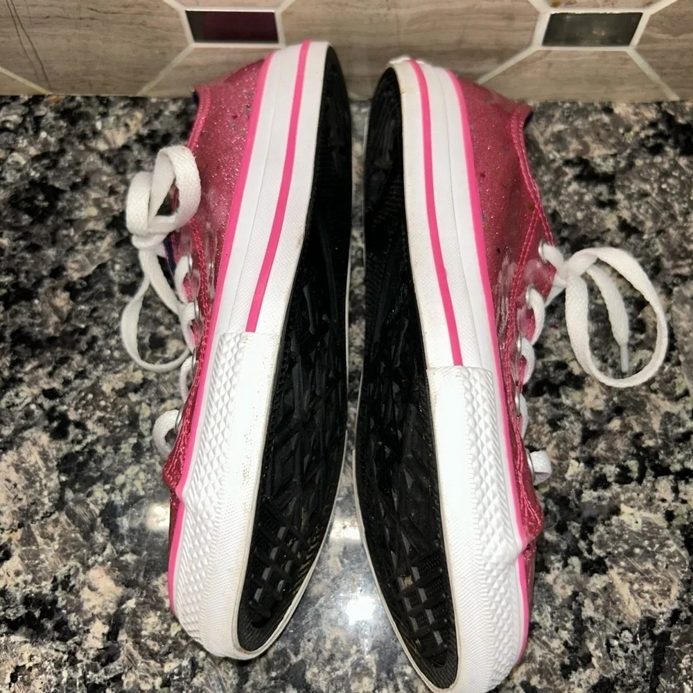 Converse Girl Youth Junior Size 3 Pink 665108C Sparkle Glitter Sneaker